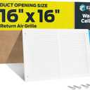 EZ-FLO 16 x 16 Inch (Duct Opening) Return Air Vent Cover for Wall or Ceiling, Solid Steel Return Air Grille, HVAC Vent Cover, White, 61641