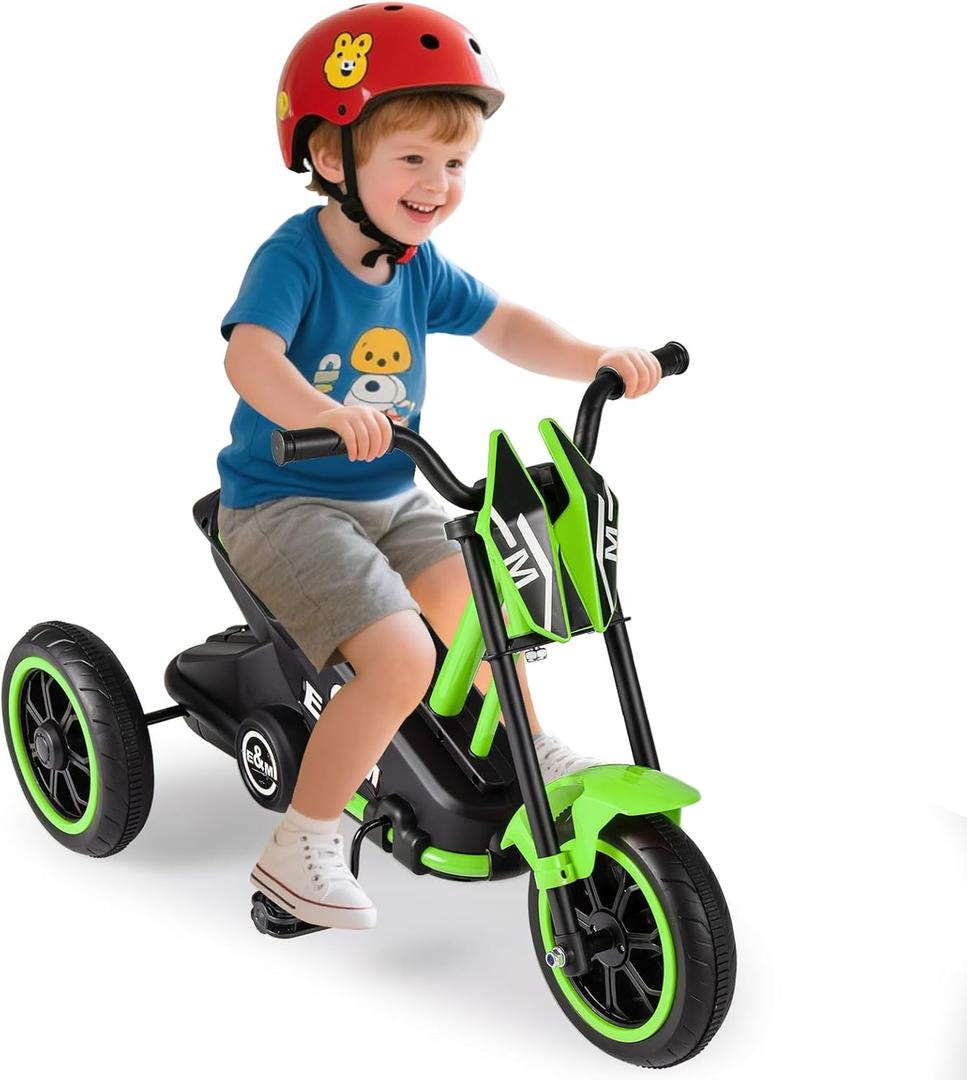 BABY JOY Kids Tricycle, 3-Wheel Toddler Bike with Foot Pedals, Forward/Backward, Toddler Tricycle Ride on Trike with Steering Handlebars, Toy Gift for Boys Girls Aged 3+ (Green)