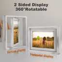 Egofine 2 Pack 4x6 Rotating Floating Picture Frames,Double-Sided Display with HD Glass Front Wooden Distressed Frame for Vertical or Horizontal Tabletop Display, White