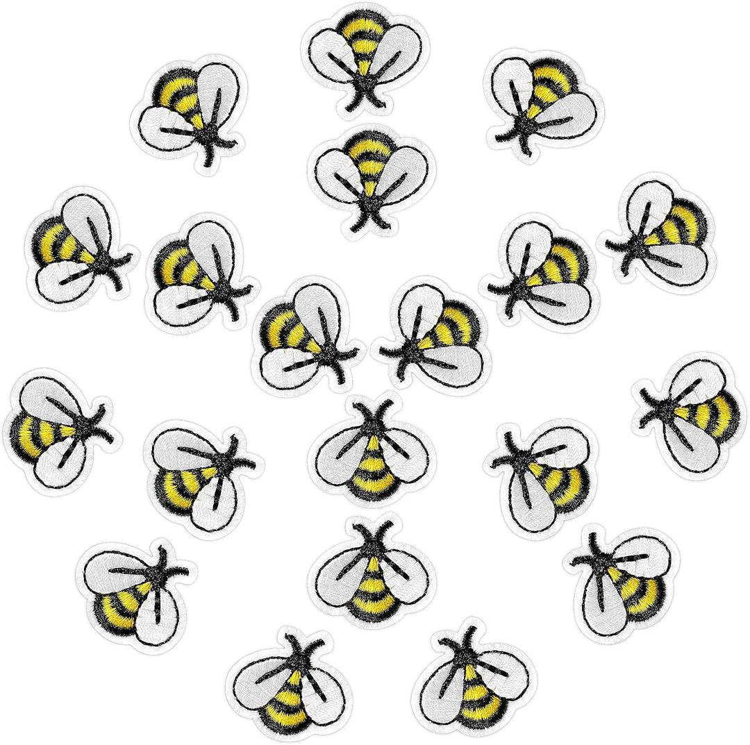 WILLBOND 60 Pieces Bee Embroidered Patches Bee Iron on Patch Cute Applique Patches for Clothing Bags, Jackets, Jeans, Hats, Clothes DIY Decoration