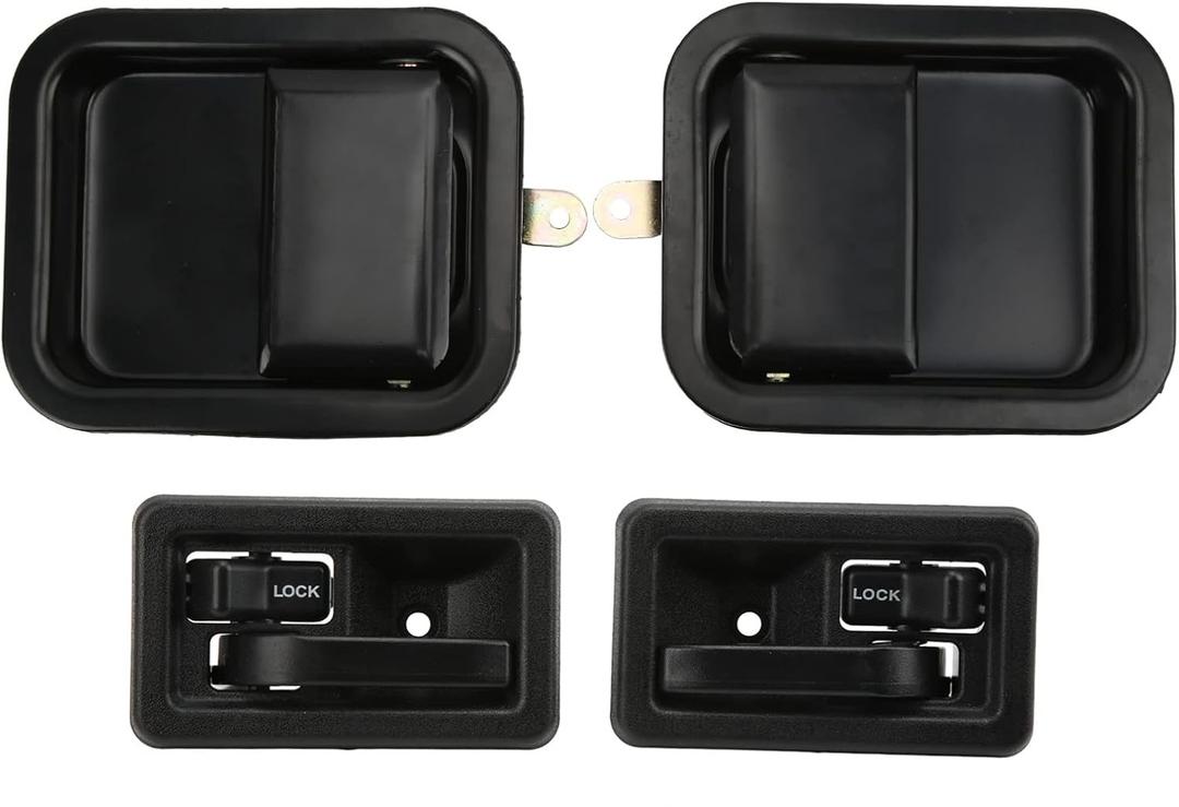 PerGar Automotive Inner Door Handle, Car Outer Door Lock Handle, Exterior Interior Door Handles Set, Front Left Right 55176476AC Replacement for Wrangler YJ 1991‑1996