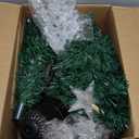 Juegoal 2 Pack Pre-Lit Artificial Christmas Trees, 3 FT Lighted Green Optical Fiber Entrance Tree in Gold Urn Base, 8 Lighting Modes, 110 Branch Tips for Front Door Porch Festive Holiday Home