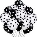 50 Pcs Latex Balloons, 12 Inch Black and White Polka Dot Balloons for Graduation Brithday Balloon Wedding Balloon Decoration