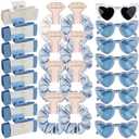 Bridesmaid Scrunchies Proposal Gifts 4.1inch square Hair Claws Bachelorette Hair Clip heart sunglasses Girls gift for Wedding Party Favors (White&Dusty Blue)