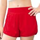 blibean Girls Athletic Shorts Liner 2 in 1 UPF50+ Running Short with Pockets Size 12-13 Years Old