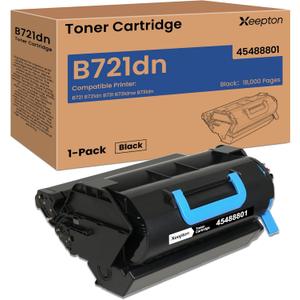 B721 B731 Black Toner Cartridge Replacement for Okidata 45488801 Toner Cartridge for B721 B721dn B731 B731dnw B731dn Printer Ink (1-Pack Black, 18,000 Pages)