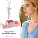 Gifts for Him Her Boyfriend Girlfriend, Preserved Faux Roses with Couple Hug Necklace, Wedding Anniversary Birthday Gift for Women, Romantic Valentine's Day Christmas Gifts to Mother Couples Wife (Pink box + Rose gold necklace)