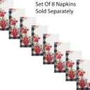 Newbridge Poinsettia Festivity Gingham Bordered Christmas Fabric Tablecloth, Holiday Red Poinsettia & Holly Print, Easy Care Stain Release, 60 x 84 Inch Oval (Multi Color)