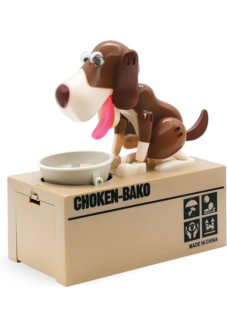 Puppy Piggy Bank, My Dog Piggy Bank, Cute Robotic Coin Munching Toy Money Box, Saving Money Coin Bank Gift (Coffee)