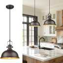Pendant Lights Kitchen Island, Farmhouse Hanging Lights Fixtures with Metal Shade, Rustic Kitchen Pendant Lighting Over Island for Dining Room, Oil Rubbed Bronze, AD-2151-1PL-ORB