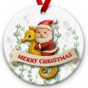 2 x KILYHOME Seahorse Christmas Ornament 2025 - Cute Beach Themed Animal Home Decoration, Funny Santa Ornament - Sea Horse Decor for Xmas Tree Hanging, Ideas for Seahorses Lovers