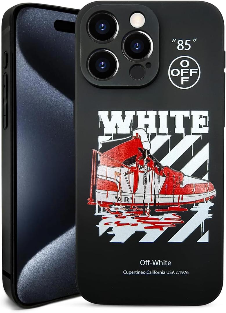 2 x Compatible with iPhone 15 Pro Case for Boys Cool Sports Basketball Shoes Style Phone Cover Soft Silicone Funny Pattern TPU Shockproof Protective Case (6.1 inch) (Black)