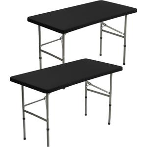 BDDC 2 Pack Rectangle Fitted 4ft Table Cover 24" x 48" Stretchy Spandex Black Table Cloth, Washable & Wrinkle-Resistant Tablecloth for Tables, Indoor/Outdoor Picnics, Patios & Events