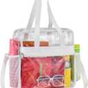 Paxiland Clear Bag for Stadium Events, 12x6x12 inches Tote Bag with Detachable Reinforced Strap for Sports Concert and Work
