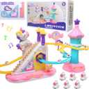 Unicorn Electric Toy Track Set for KidsClimbing Slide Stair Toy for Toddler Motorized with Music, Sliding Car Playset, Birthday Gifts for 3 4 5 6 7 Year Old Boys Girls Children