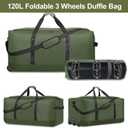 Finnhomy 120L Foldable Rolling Duffel Bag with 3 Wheels, Light Weight Travel Duffel bag with Large Loading Capacity, 32'' Rolling Duffel bag with Shoulder Strap