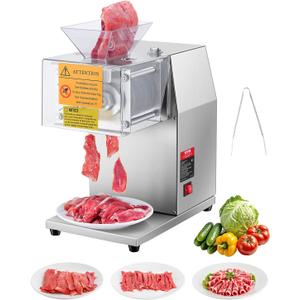 VEVOR 850W Meat Slicer, Commercial Meat Cutting Machine, Stainless Steel, 5 mm Thickness, Detachable Blades, Electric Food Slicer for Home Kitchen Restaurant Supermarket