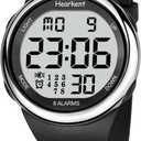 8 Vibrating Alarm Watch Medication Reminder Watch for Elderly Big Number Digital, Silent Alarm Wristband with Light and Timer 50 M Waterproof Watch (silver)