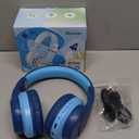 iClever BTH12 Kids Bluetooth Headphones,Colorful LED Lights Kids Headphones Wireless,74/85dBA Safe Volume,85H Playtime,Fast Charging,Bluetooth 5.2,Over Ear,Built-in Mic for iPad/Tablet/Airplane,Blue