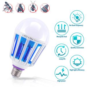 15W Bug Zapper LED Light Bulb Insect Mosquito Fly Trap Killer Lamp In/Outdoor
