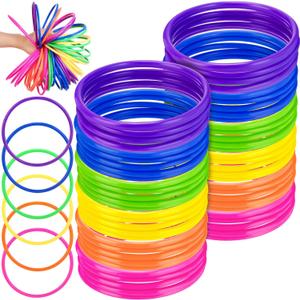 48 Pcs Multicolor Plastic Rings for Ring Toss Game Carnival Outdoor Game for Kids Activity Games Speed Agility Practice Carnival Party (6 Inch, Vibrant Colors)