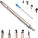 Penyeah Stylus pens for Touch Screens - [4-in-1] High Sensitivity and Precision Touch Screen Stylus Disc Tip,Black Rubber Tip & Mesh Fiber Tip Universal for All Capacitive Touch Screen Device (Gold)