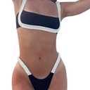 WODECASA Women's Color block Bikini Set Square Neck High Cut Cheeky Sexy Two Piece Swimsuit Bathing Suit, M