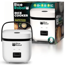 Rice Robot Personal Rice Cooker, PFAS-free, Nonstick. 1 Quart Capacity, with Stainless Steel Steamer Tray, Measuring Cups, Recipe Book with 60 Recipes, and Serving Spoon, As Seen On TV