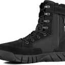 FREE SOLDIER Men's Tactical Boots 8 Inches Lightweight Combat Boots Durable Suede Leather Military Work Boot Desert Boot (10, Deep Black)