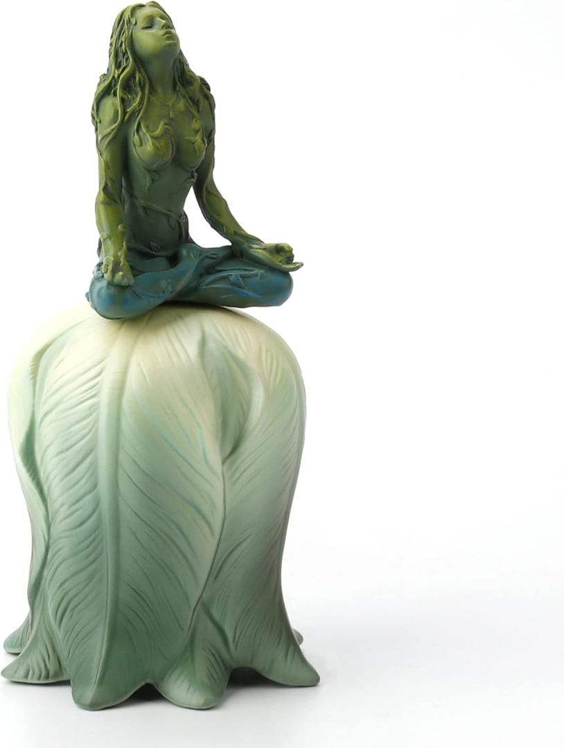 Veronese Design 5 3/4" Mother Earth Gaia Sitting Meditation Pose Flower Bell Resin Figurine