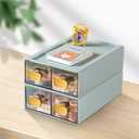 2PACK Stackable Storage Drawers for Desk 6.5"x9"x3" Small Storage Organizer Plastic Desk Organizer with Drawer Desktop Storage Box for Cosmetic, Pencil, Jewelry, Lipsticks (Blue,M-2 Drawer)