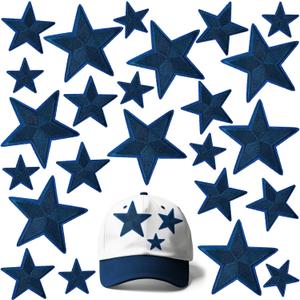 RF-patch 24PCS Star Patches Iron on, Navy Star Iron on Patches for Clothes, Dress, Hat, Socks, Jeans, Machine Washable