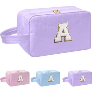 I IHAYNER Personalized Initial Makeup Bag Birthday Gifts for 4 5 6 7 8 9 10 11 13 14 Year Old Girls Teen Girl Trendy Stuff Graduation Toiletry Bag Purple-A