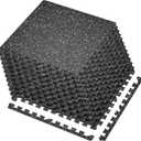 SUPERJARE 0.4'' Thick 12 Pcs 48 Sq Ft Rubber Top Exercise Equipment Mats, High Density EVA Foam Mats with Rubber Top, Interlocking Gym Flooring for Home Gym, Protective Workout Mat, Black/Grey