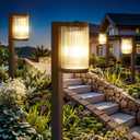 Solar Pathway Lights Outdoor Waterproof, 6 Pack 15Hrs Super Bright Warm White Solar Light for Yard, Auto On/Off Solar Garden Lights for Patio Path Landscape Lawn Driveway Walkway Lighting Decor (Black)