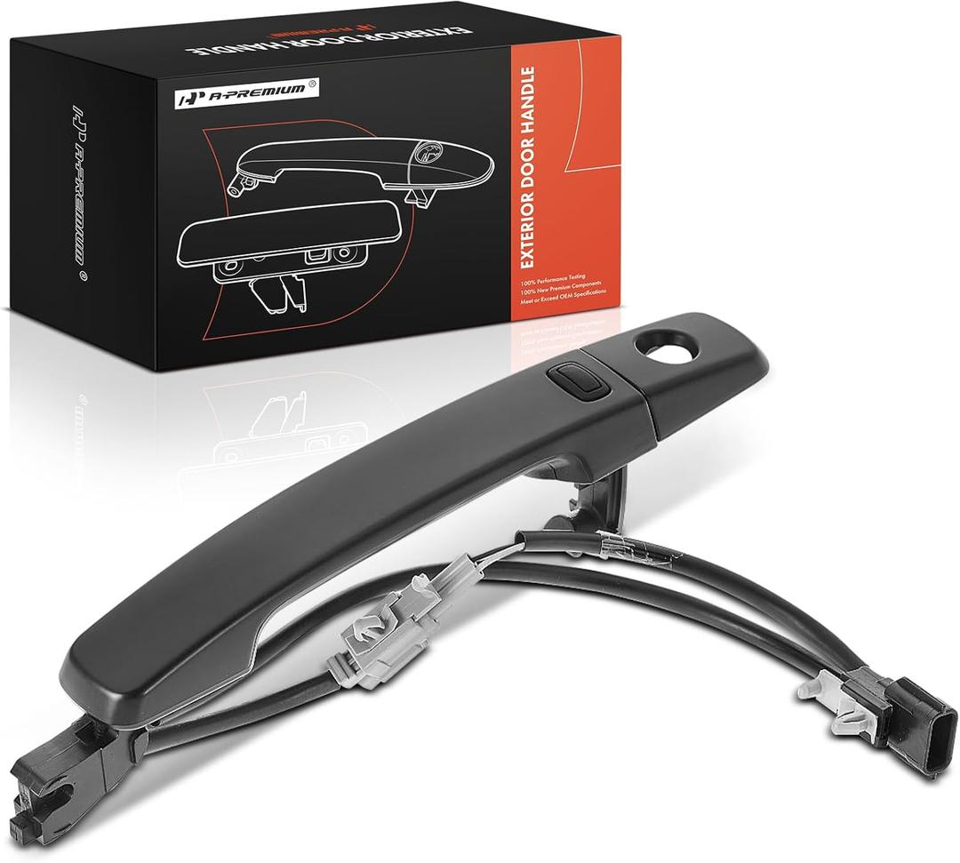 A-Premium Front Left Driver Side Exterior Door Handle with Sensor & Keyhole Compatible with Nissan Altima 2007-2012, Altima 2013 Coupe, Sentra 2007-2012, with Passive Entry, Primed Black