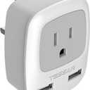 TESSAN UK Adapters for Travel, Ireland Hong Kong Plug Adapter with 2 USB, Type G Outlet Adaptor Charger for USA to British England Scotland Irish Qatar London (2.6*2.8*2.3 inch)