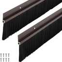 Door Sweep Brush Aluminum, 1 x 48 Inch, Brown, 2 Set