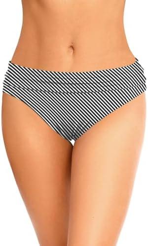 Zmart Women Full Coverage Ruched Bikini Bottoms Tummy Control Swim Bottoms Scrunch Ruffle Bathing Suit Bottom, M
