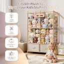 Large Stuffed Animal Storage & Organizer, Wooden Cute Zoo Toy Holder with Wooden Bottom and Two Large Capacity Plush Toy Chests for Toddler Rooms, Nursery, Playrooms & Bedrooms