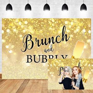 7x5ft Brunch and Bubbly Backdrop Shiny Glitter Golden Spots Sequins Champagne Luxury Elegant Bridal Shower Wedding Party Photography Background Video Shooting Vinyl Studio Props Photobooth