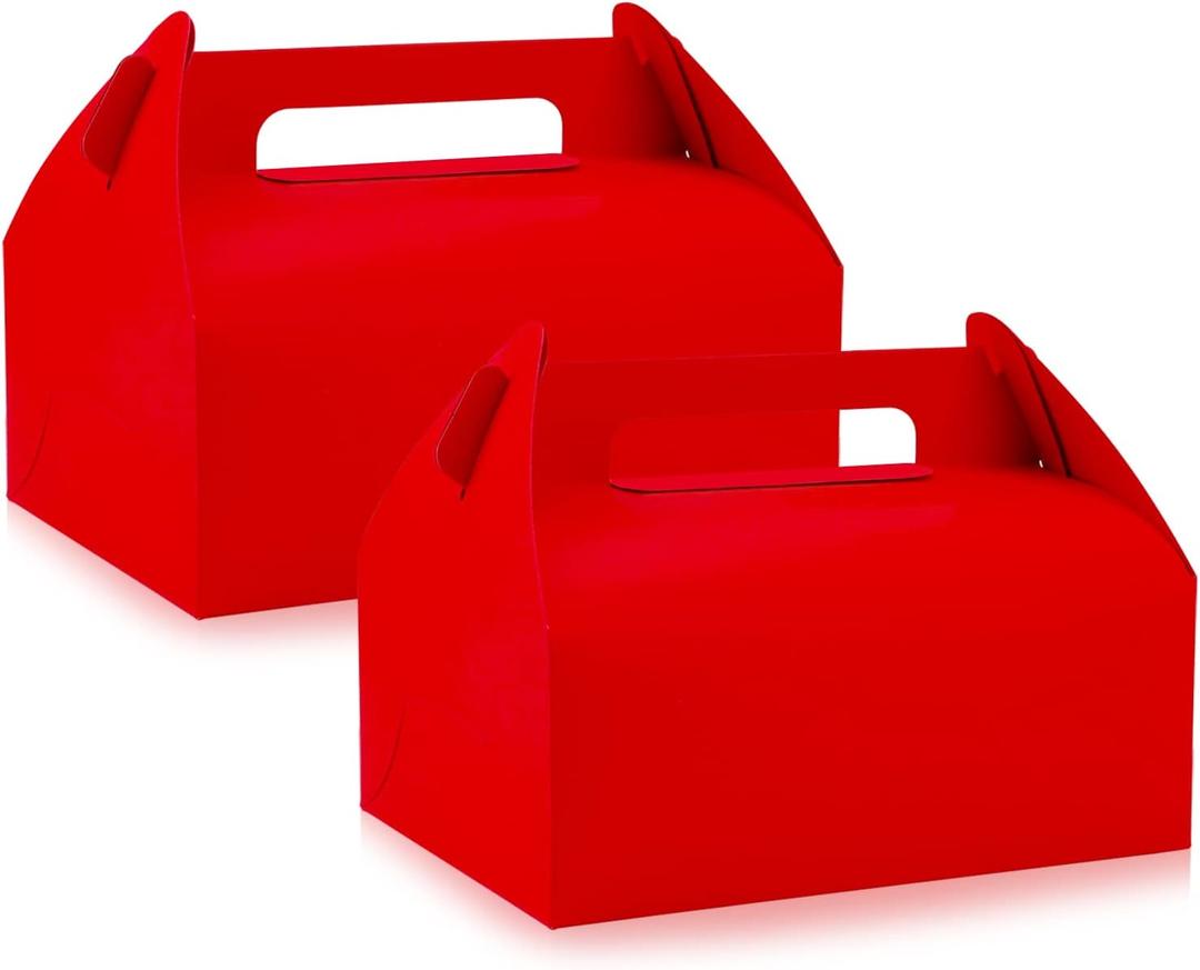 Lainrrew 30 Pcs Gable Candy Treat Boxes, Small Goodie Boxes Christmas Party Favor Boxes Kraft Paper Gift Box for Christmas Party Decorations Birthday Party Favors (Red)