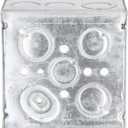 RACO 8232 4 in. Square Electrical Box, 2-1/8 in. Deep, 1/2 in. and 3/4 in. Side Knockouts, Welded, Gray