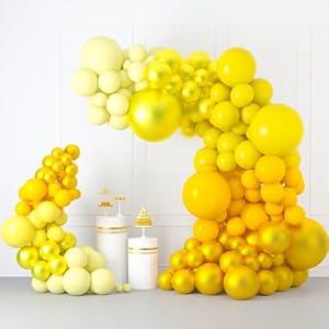 LovesTown 150PCS Yellow Balloon Garland Kit, Metallic Gold Balloons Macaron Yellow Balloon 4 Sizes Latex Balloons for Wedding Baby Shower Birthday Party