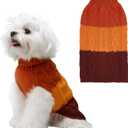 EXPAWLORER Dog Sweater - Small Dogs Fall Sweaters for Girls Boys,Classic Turtleneck Knitwear Dog Clothes for Cold Weather, Cable Knit Dogs Outfit,Coat,Pet Apparel(Orange,S)