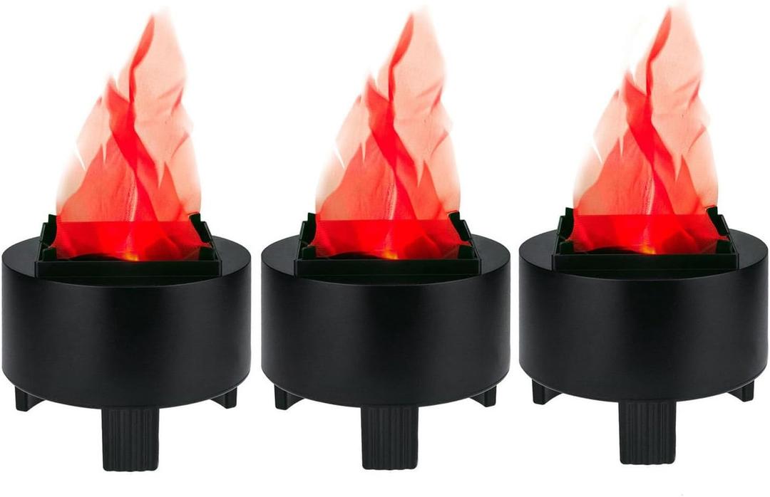 Lancoon 3D LED Fake Fire Flame Light, 3 Pack Artificial Flickering Flame Lamp Bulb Electric Campfire Effect Indoor for Christmas Halloween Festival Event Party Club Decoration