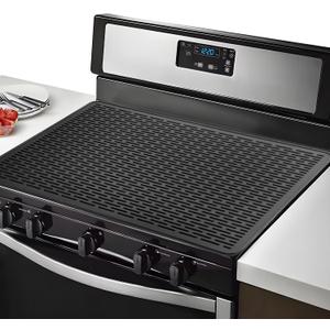 SEVCHY Stove Top Covers for Electric Stove, Silicone Stove Mat for Glass Top Stove, Multiple Usage XL Dish Drying Mats for Kitchen, Heatproof Mat. Electric Stove Top Cover Easy Clean (Black, 28 x 20)