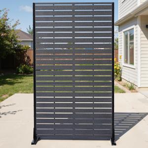 Privacy Screen Outdoor 60" Hx35 W Freestanding Privacy Panel with Stand, HDPE Decorative Privacy Fence with Louver Pattern 5 Panels, Patio Divider Screen, Privacy Screens for Outside,Balcony