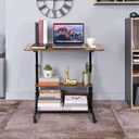 Adjustable Table Student Computer Desk Portable Home Office Furniture Small Spaces Sofa Bedroom Bedside Learn Play Game on Wheels Movable with Storage Size 31.5 * 15.7 in Oak D