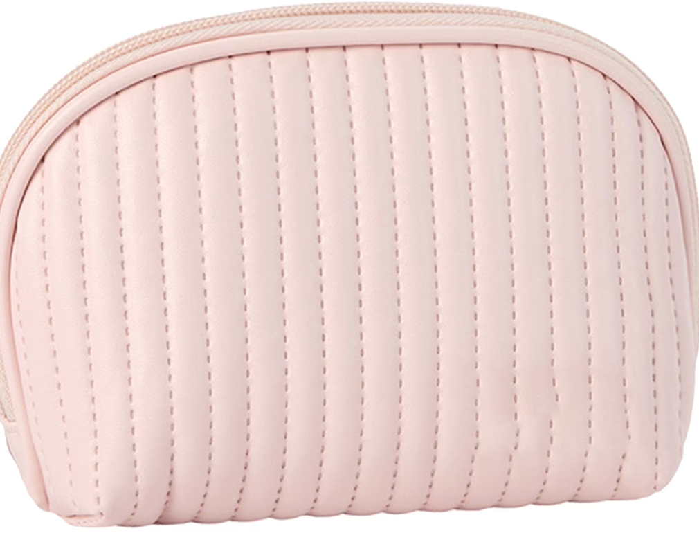 Cute Makeup Bag Mini Cosmetic Pouch for Women Small Quilted Beauty Bag Handy Zipper Pouch Cosmetic Bag Cosmetic Bag A Pink